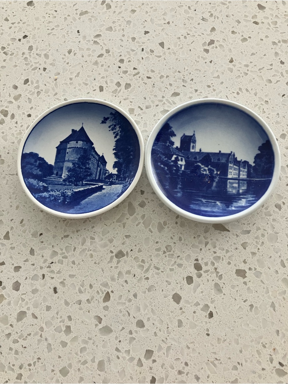 Pair of Blue Copenhagen Scenic Ceramic Wall Plates #71 & #56